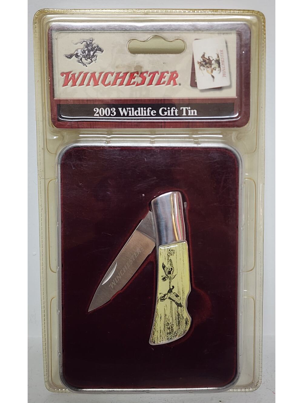 2003 Winchester Wildlife Gift Tin & Knife Set Sealed NOS Ducks Carolina Tool